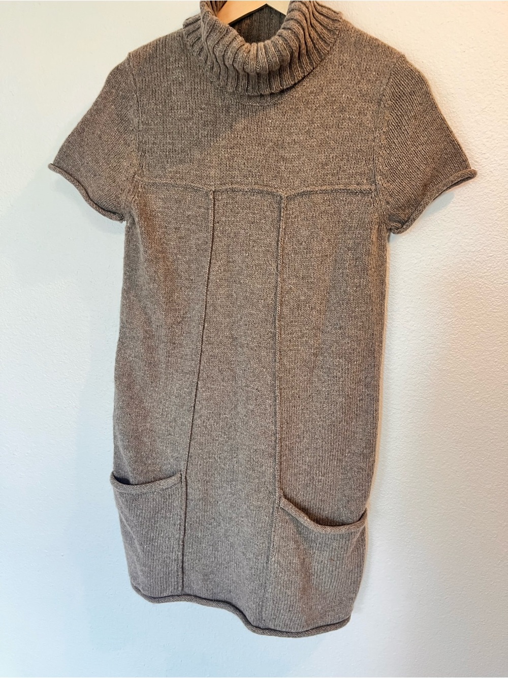 Ruff Hewn Gray Knit Turtleneck Short-Sleeve Mini Dress